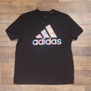Adidas Amplifier Black Tee with Multicolor Logo XL